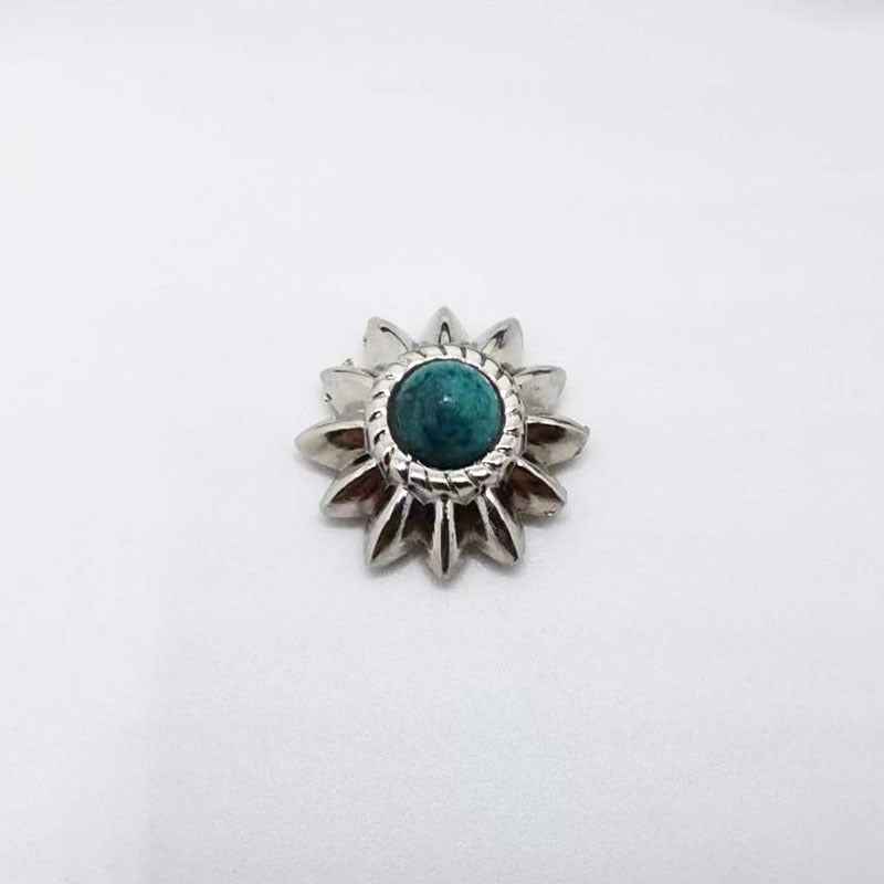 13mm Vintage Turquoise Chrysanthemum Screw-Back Studs 40 Pack
