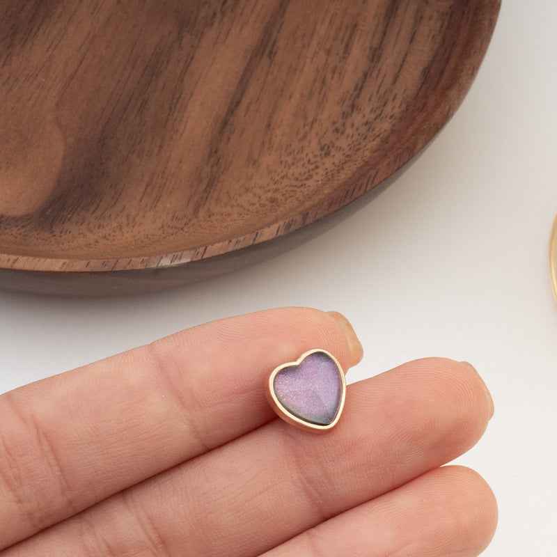 10mm Heart Shaped Buttons with Gold Edge Iridescent Finish 30pcs