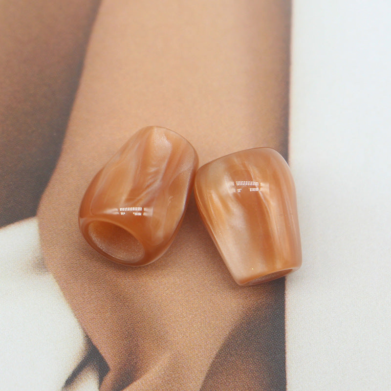 Pearlescent Resin Kord-Endkappen mit großem Loch, apricot/hellbraun, 2 Stück