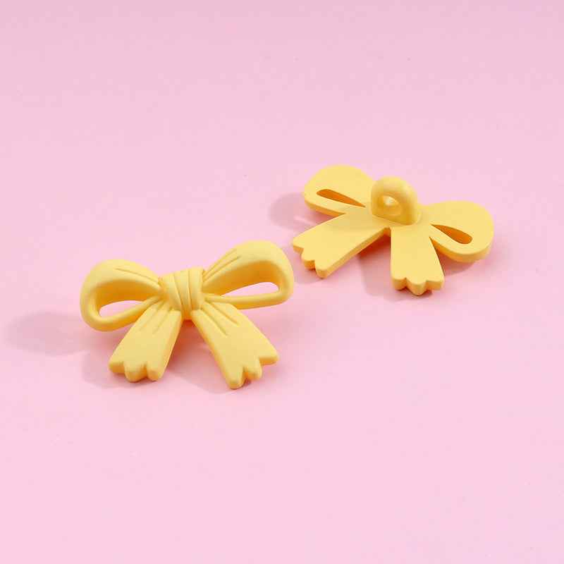 28mm Colorful Bow Shaped Plastic Shank Buttons for Kids' Clothes 90pcs