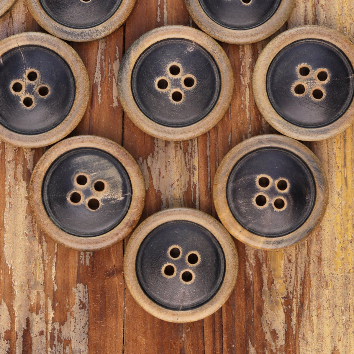 Round Edge Burnished Horn Buttons 4-Hole Coat Buttons – Pack of 20