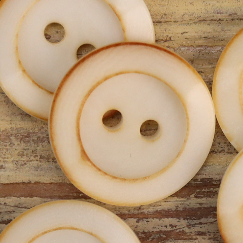 Palm Nut Round 2-Hole Buttons with Scorched Rim Edge – Set of 20