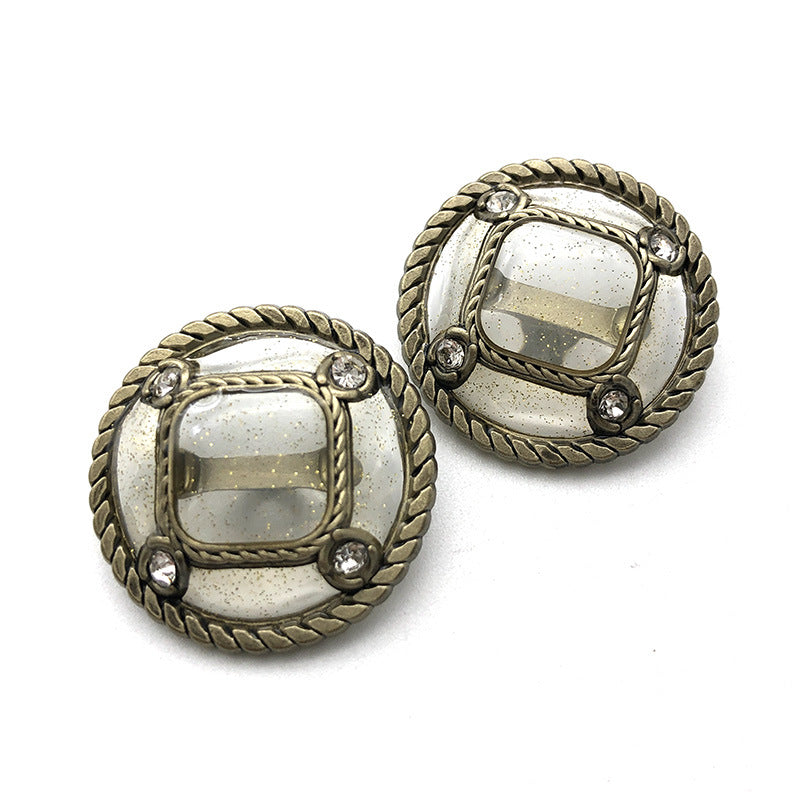 18-27mm Round Metal Transparent Diamond Women’s Coat Buttons 10pcs