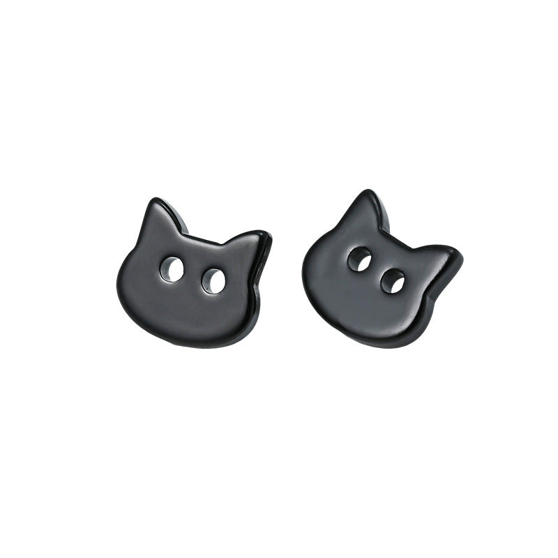 Black cat face resin button, 2-hole design for kids' clothes