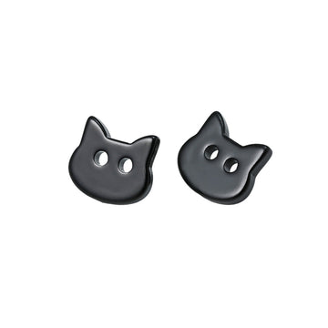 Black cat face resin button, 2-hole design for kids' clothes