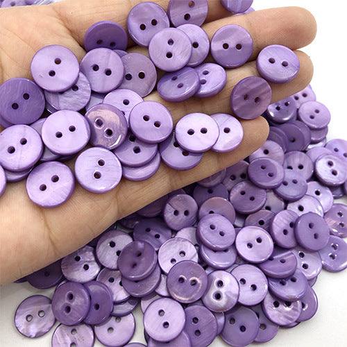 9/10/12.5mm Round 2-Hole Natural Shell Colorful Shirt Buttons 70 Pack