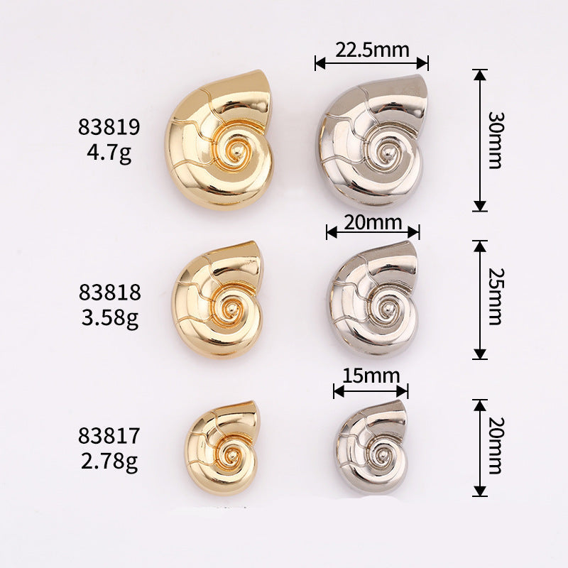 Snail Shape Metal Shank Buttons Set of 20 – Light Gold & Nickel Silver