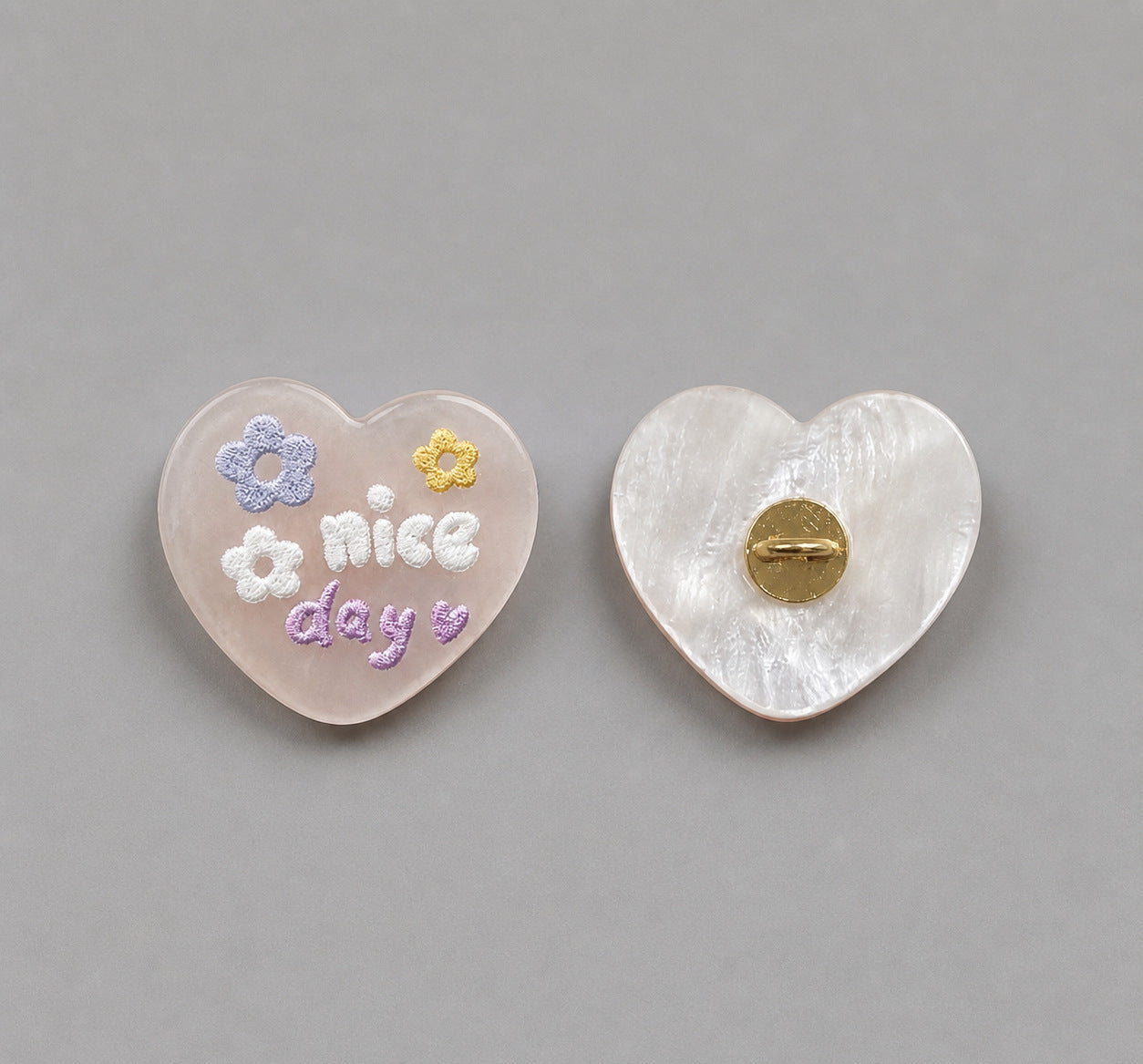 3D Embroidered Resin Heart-Shape Colorful Buttons for Kids Clothing 15pcs