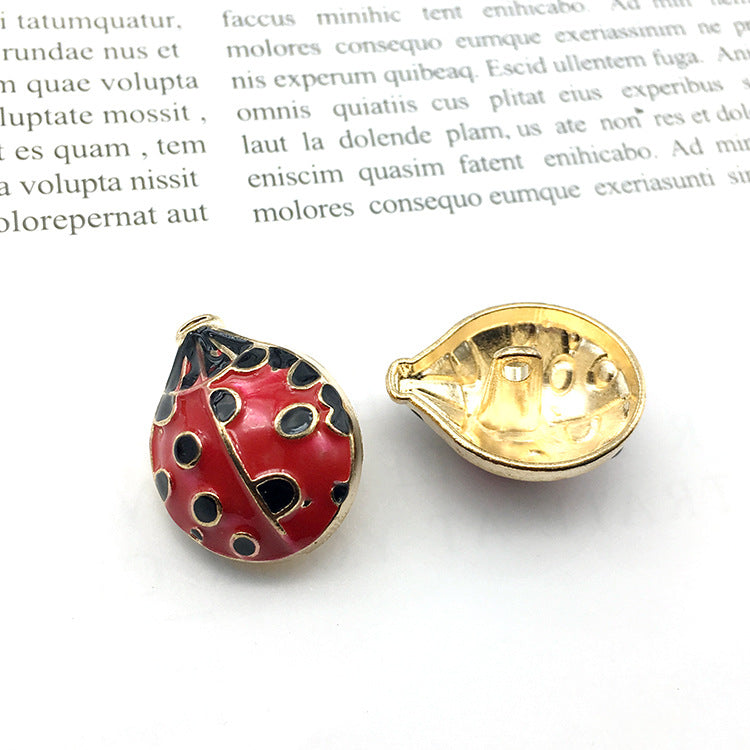 24mm Red Ladybug Metal Shank Decorative Button 12pcs