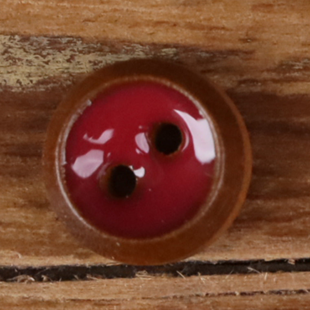 10mm Natural Wood Oil-Drop Round 2-Hole Shirt Buttons – Set of 50 | 5 Colors × 10pcs