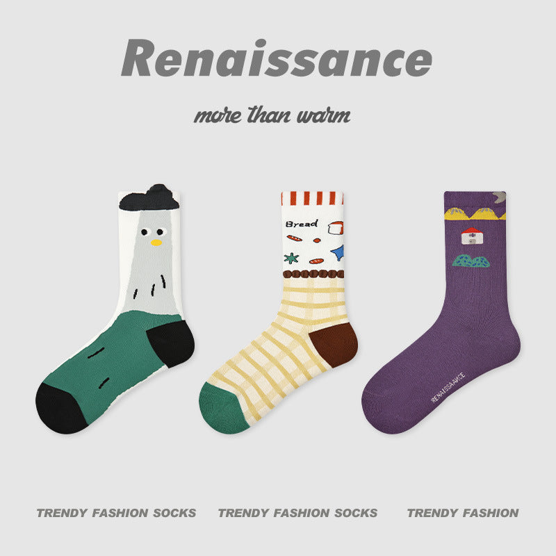 Color-Block Stripe & Polka Dot Princess Socks for Women 3 Pack