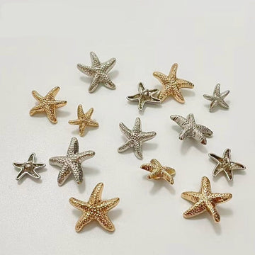 Ocean Series Starfish Metal Shank Buttons 48 Pack