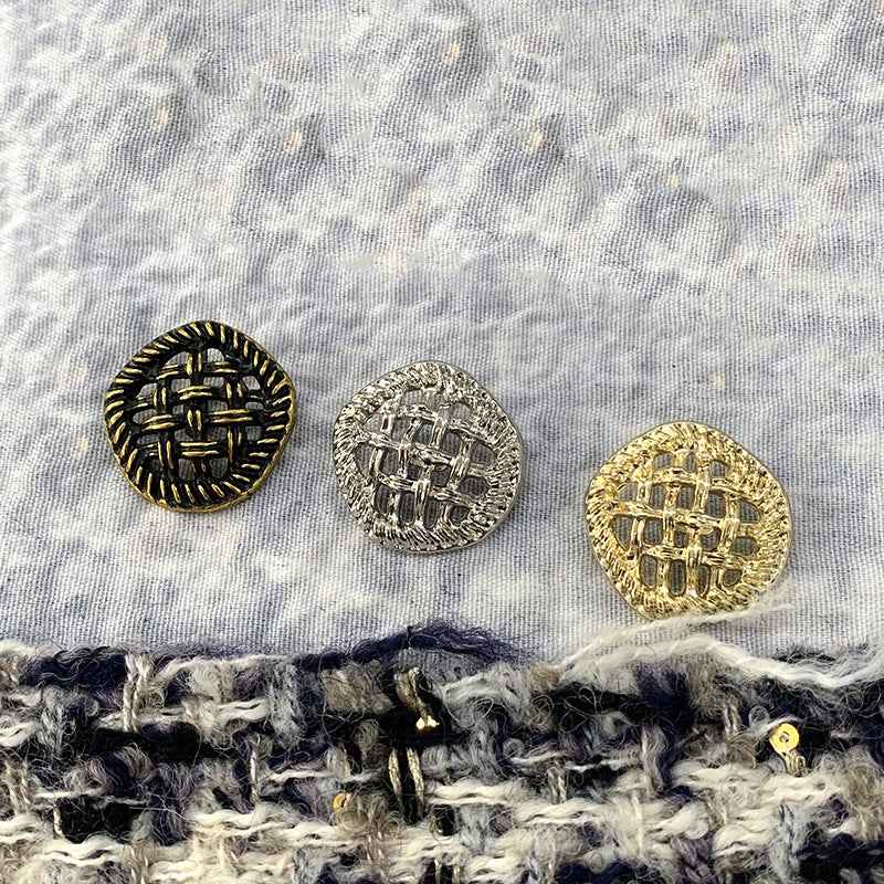 Vintage Hollow Mesh Metal Shank Buttons - Gold/Silver/Bronze 48pcs