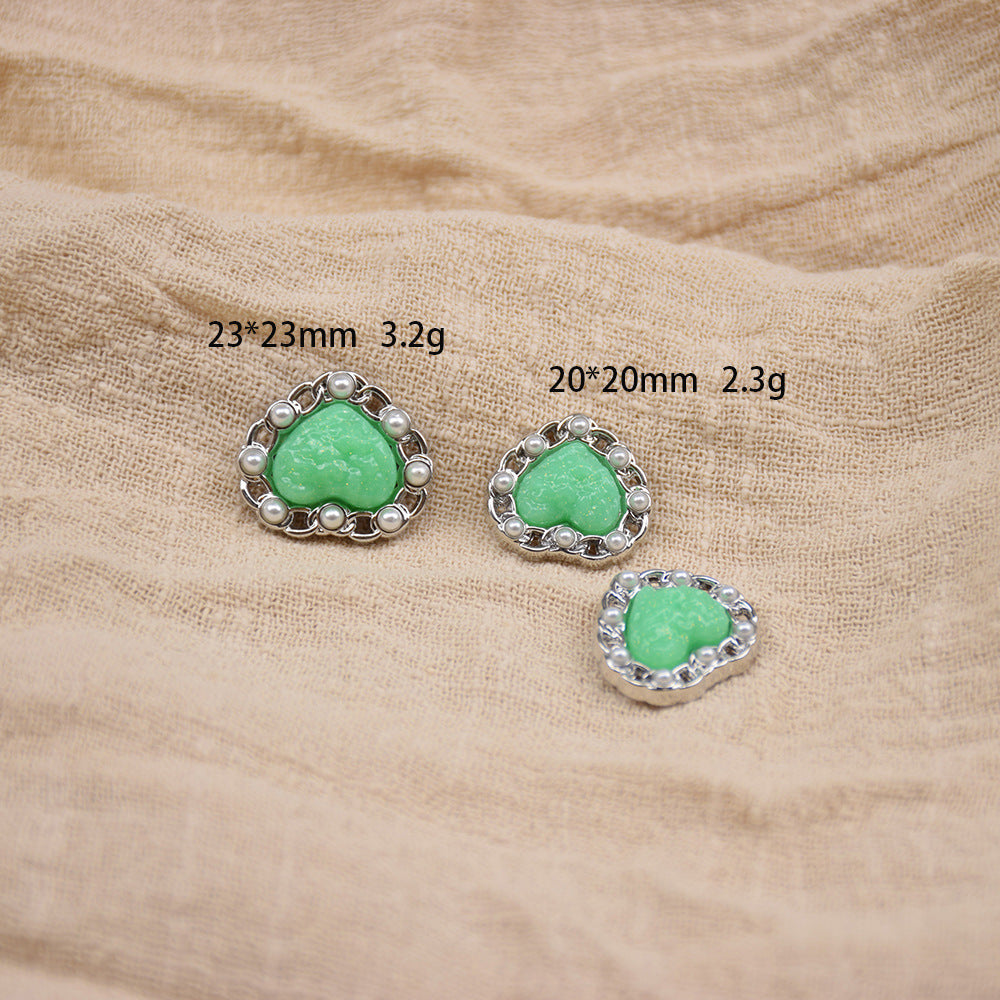 20mm/23mm Vintage Heart-Shaped Resin Metal Buttons 10pcs
