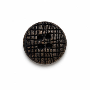 Vintage Wood Buttons Set of 30 – Dark Coffee Brown Flat Round 4-Hole Carved Floral Buttons for Knit & Woven Children's Clothing