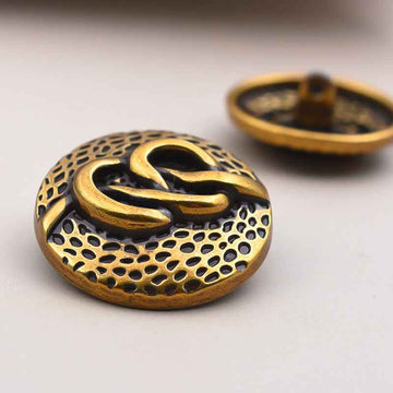 Round Antique Gold Ladylike Metal Shank Buttons for Coat 24 Pack