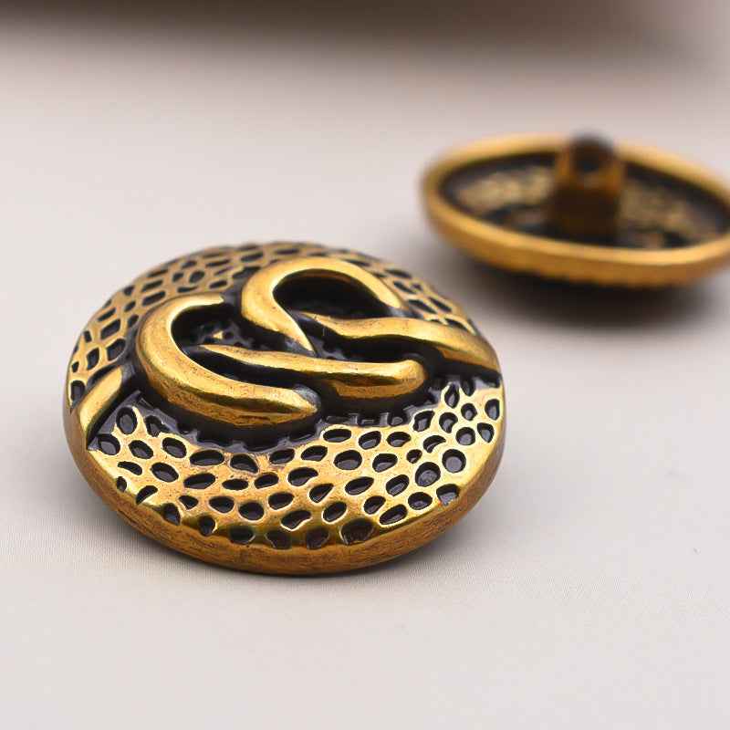 Round Antique Gold Ladylike Metal Shank Buttons for Coat 24 Pack
