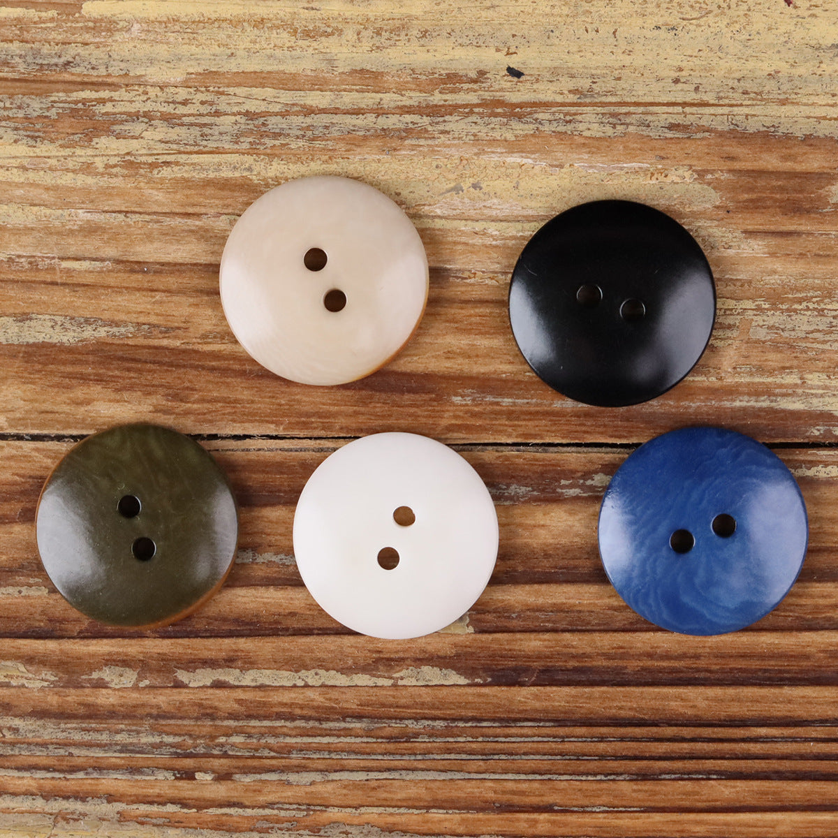 Natural Nut Round Flat 2-Hole Buttons – Artisan Vintage Style – Set of 20
