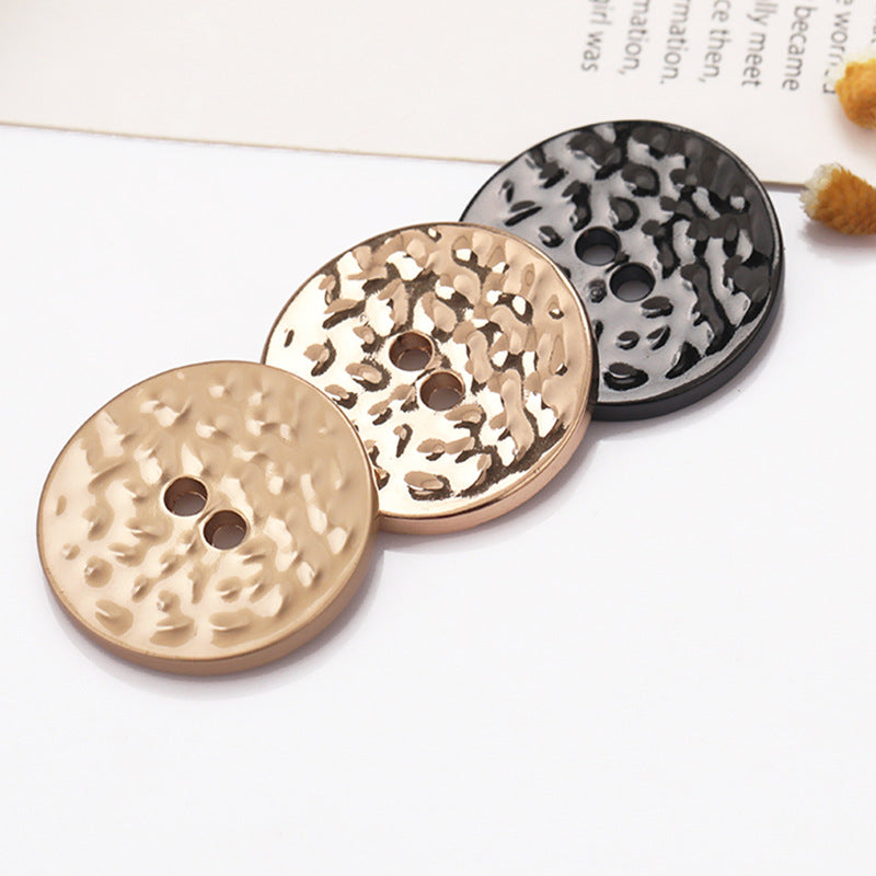 Concave Textured 2-Hole Metal Buttons Set of 20 – Gold Black Sand Gold