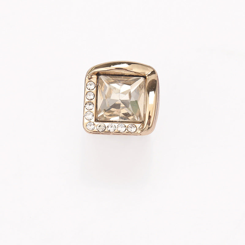 Square Rhinestone Shank Buttons 20-Pack 10mm Gold Nickel
