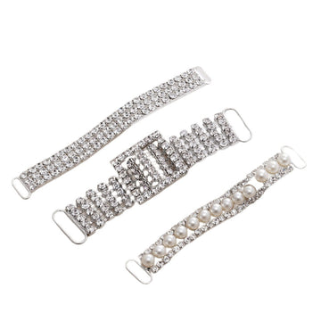 Metal Rhinestone Pearl Button Clasps 3-Piece for Swimwear Chains
