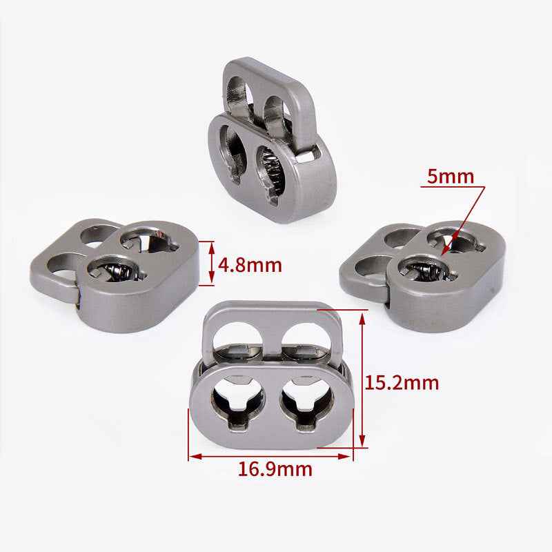 Zinc Alloy 2-Hole Cord Lock Adjustable Metal String Fastener 10PCS