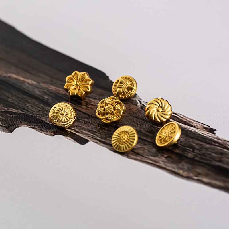 10MM Vintage Chinese Style Gold Zinc Alloy Shirt Buttons 70pcs