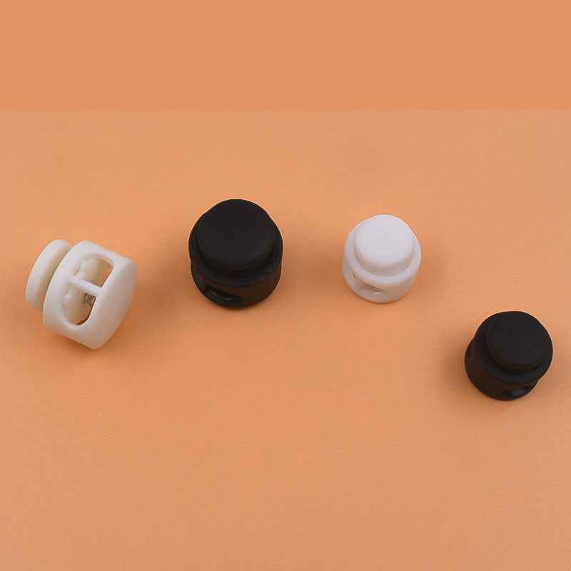 100PCS Black and White Plastic Cord Locks for Drawstring Bags Clothes