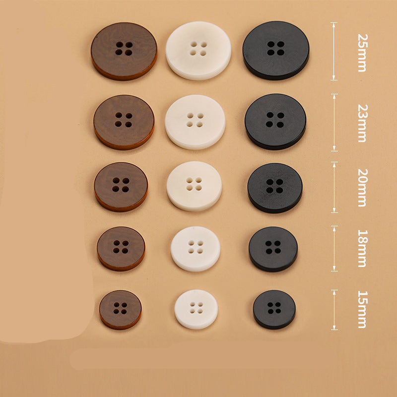 Natural Fruit Shell Flat 4-Hole Buttons Set of 20 – Black Beige Coffee