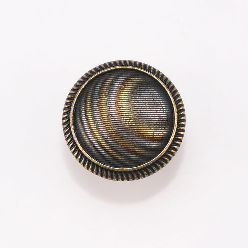 Round Striped Hand-Sewing Metal Shank Buttons – 20 Pcs, Antique Bronze | 15/22mm