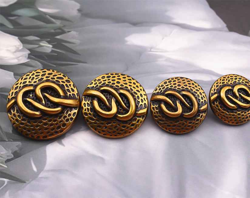 Round Antique Gold Ladylike Metal Shank Buttons for Coat 24 Pack