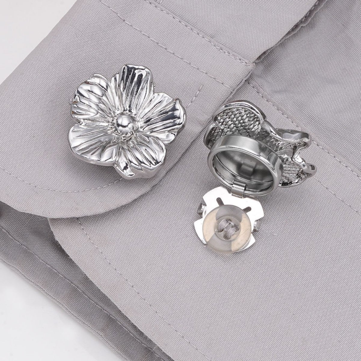 25mm Flower-Shaped Zinc Alloy Pearl Detachable Clamp Buttons 6 Pack