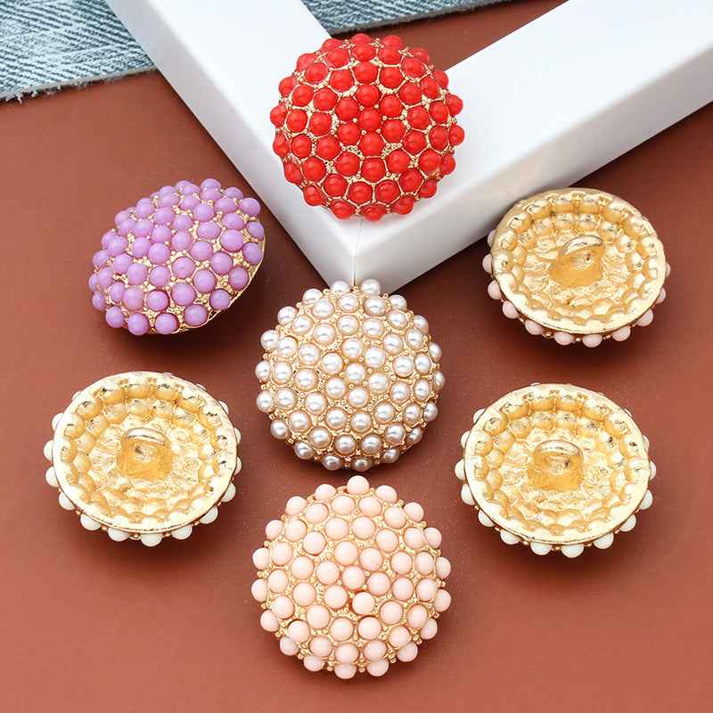 22mm Round Metal Pearl Shank Buttons for Women's Coats Knitwear 6pcs