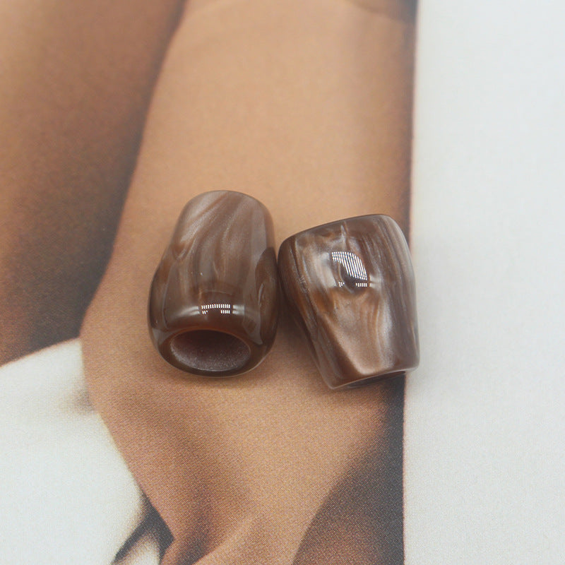 Pearlescent Resin Kord-Endkappen mit großem Loch, braun-transparent, 2 Stück