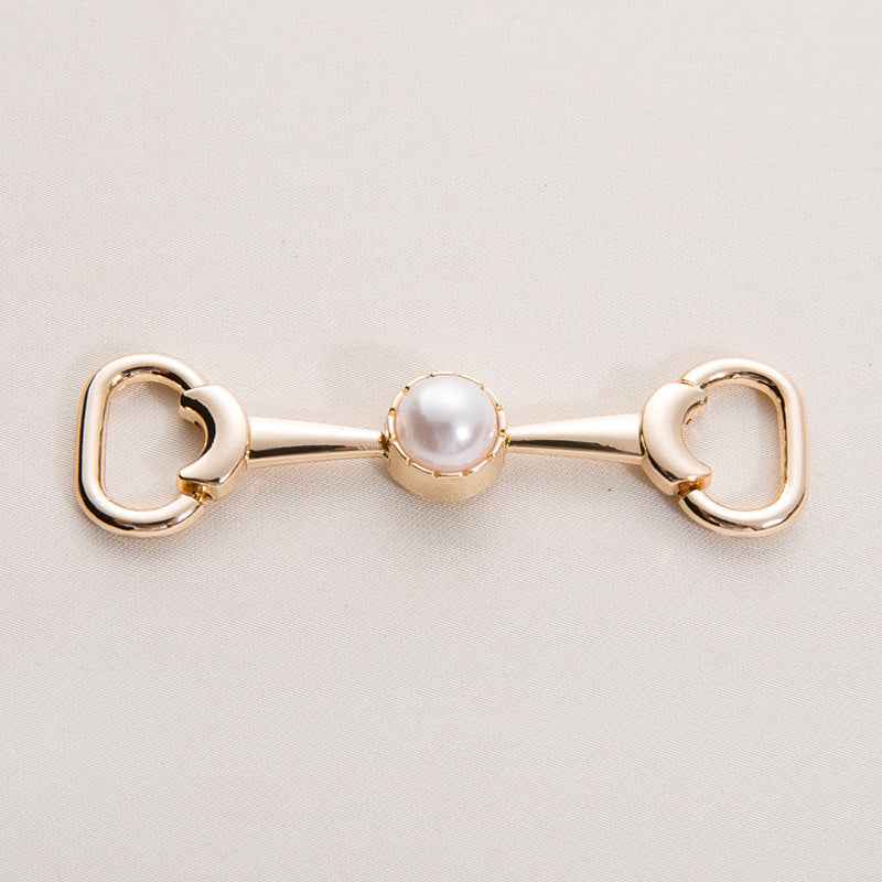 72mm Gold Silver Metal Chain with Pearl Decorative Shoe Buckle 20 Pack