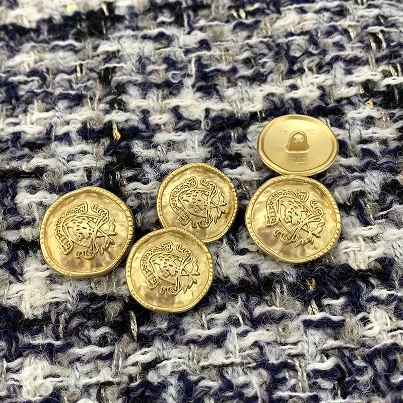 Vintage Irregular Metal Shank Buttons - British Style Badge 48pcs