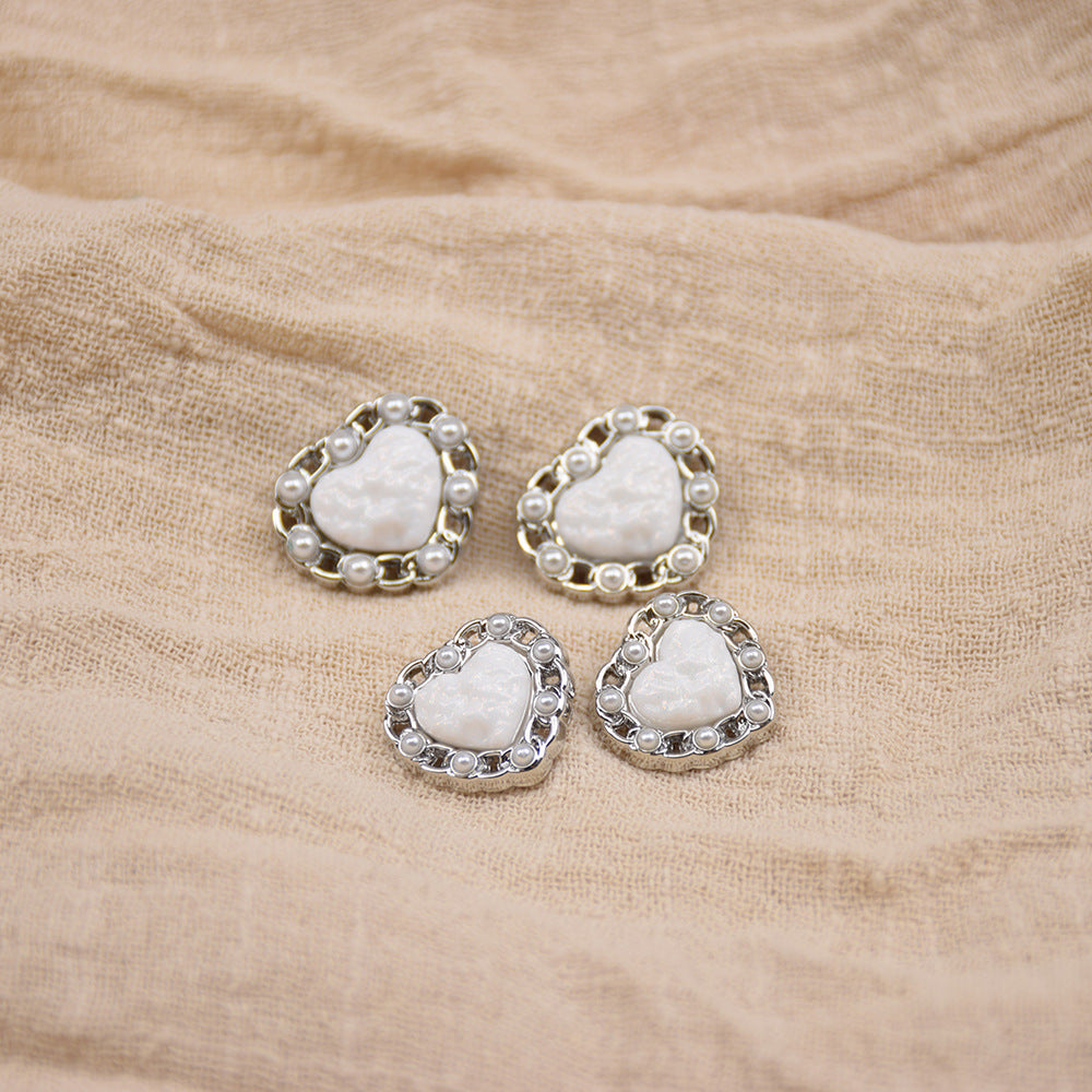 20mm/23mm Vintage Heart-Shaped Resin Metal Buttons 10pcs