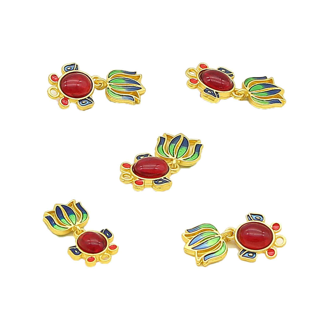 21x13mm Chinese Style Goldfish-Shaped Metal Decorative Buttons 6pcs