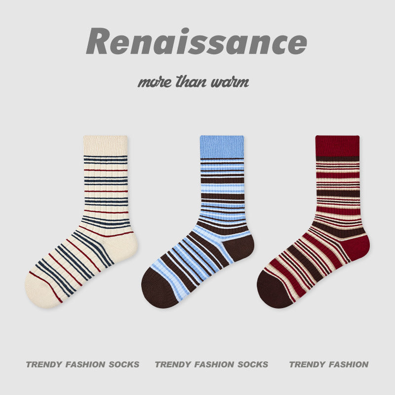 Color-Block Stripe & Polka Dot Princess Socks for Women 3 Pack