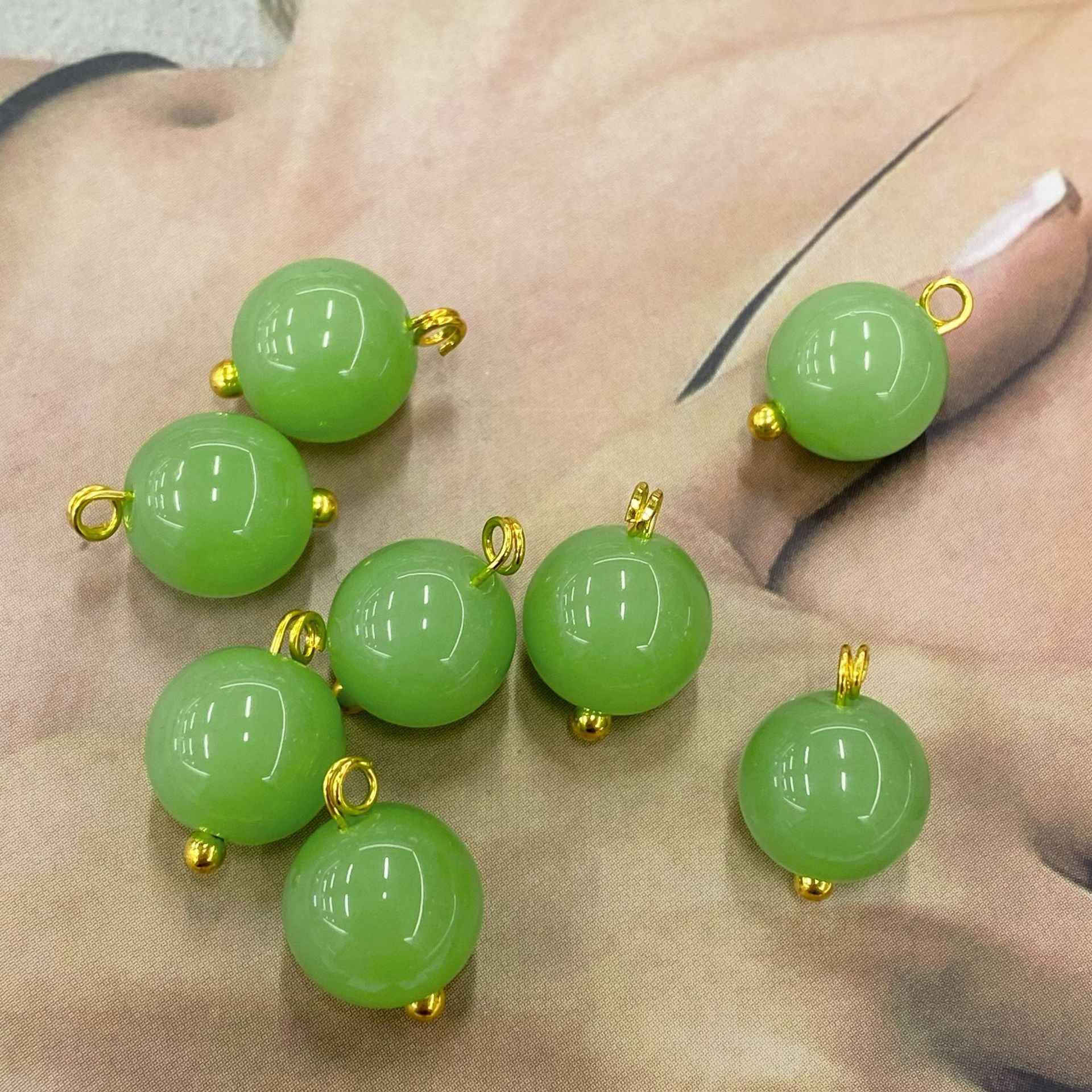 10mm Chinese Style Natural Jade Stone Buttons 20pcs