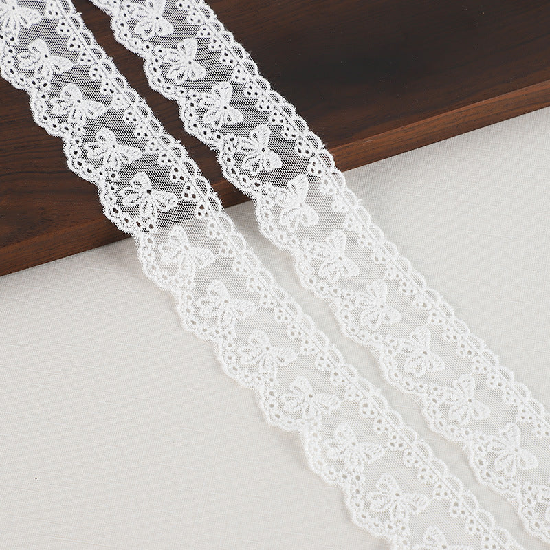 45mm Cotton Net Lace Trim with Embroidered Details 16 Yards
