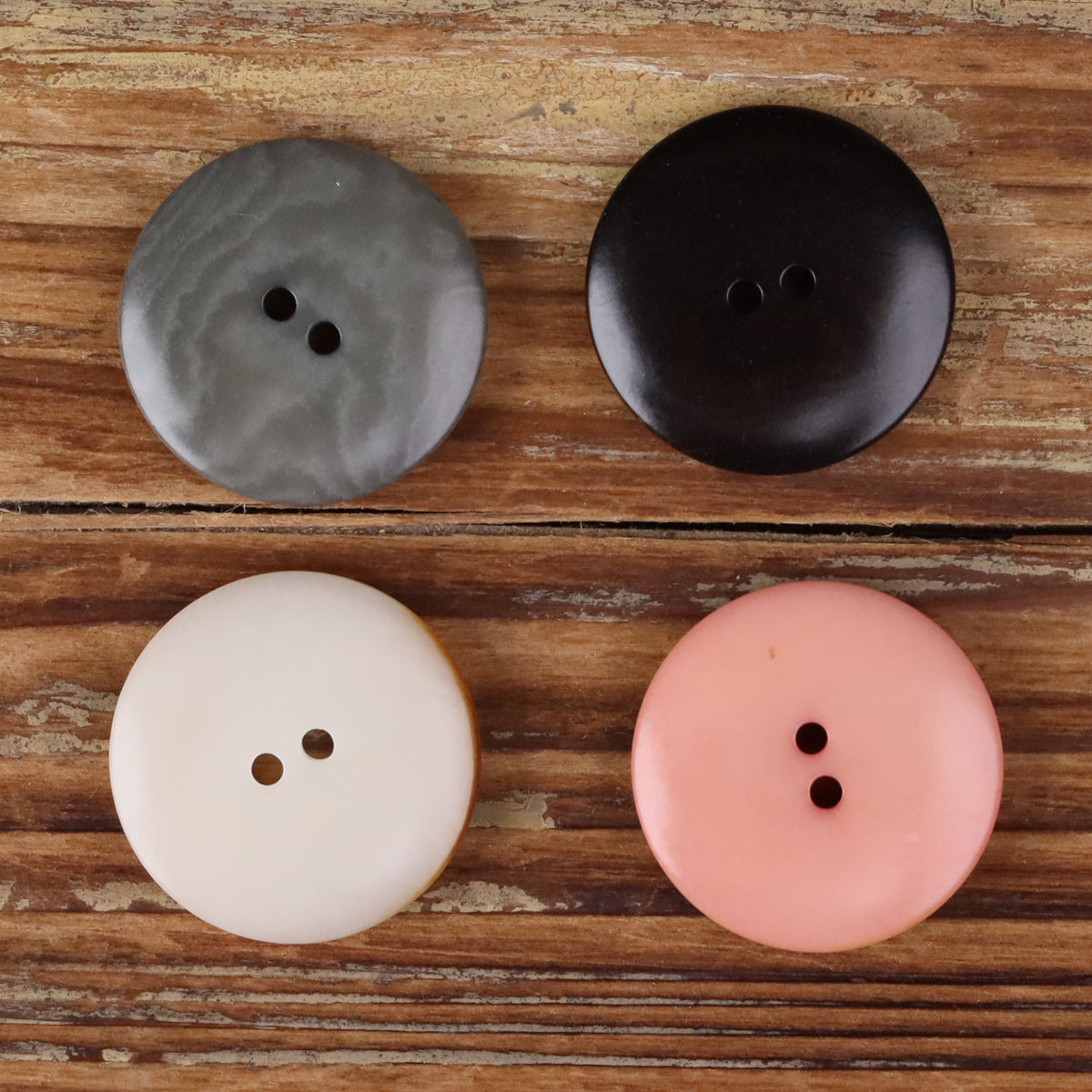 Natural Seed Thick-Edge Round 2-Hole Buttons – 48pcs | 15/18/20/23mm Assorted
