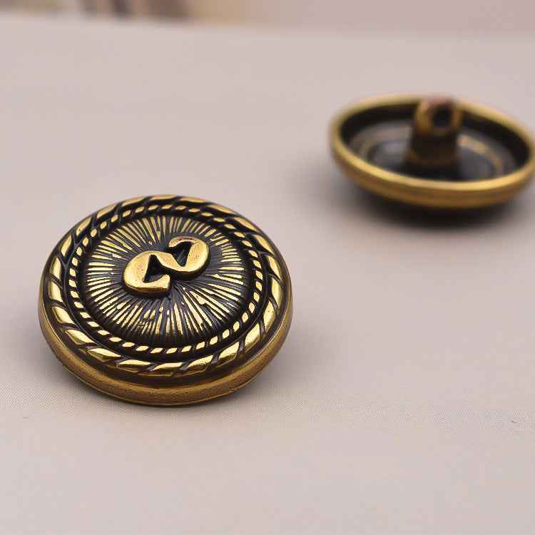 15/18/23mm Vintage "S" Monogram Metal Shank Buttons 30 Pack