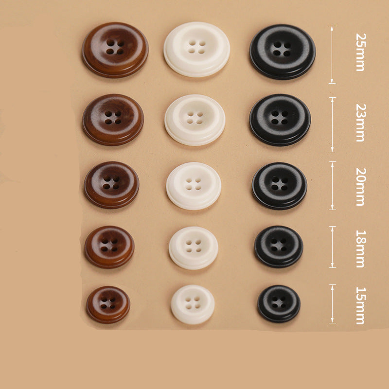 Natural Fruit Shell 4-Hole Buttons Set of 20 – Black Brown Ivory Round