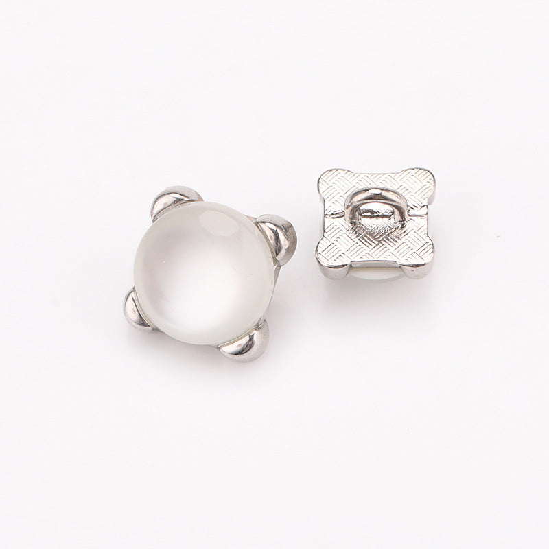 Square Pearl Metal Shank Buttons 20-Pack 8.5mm/11mm
