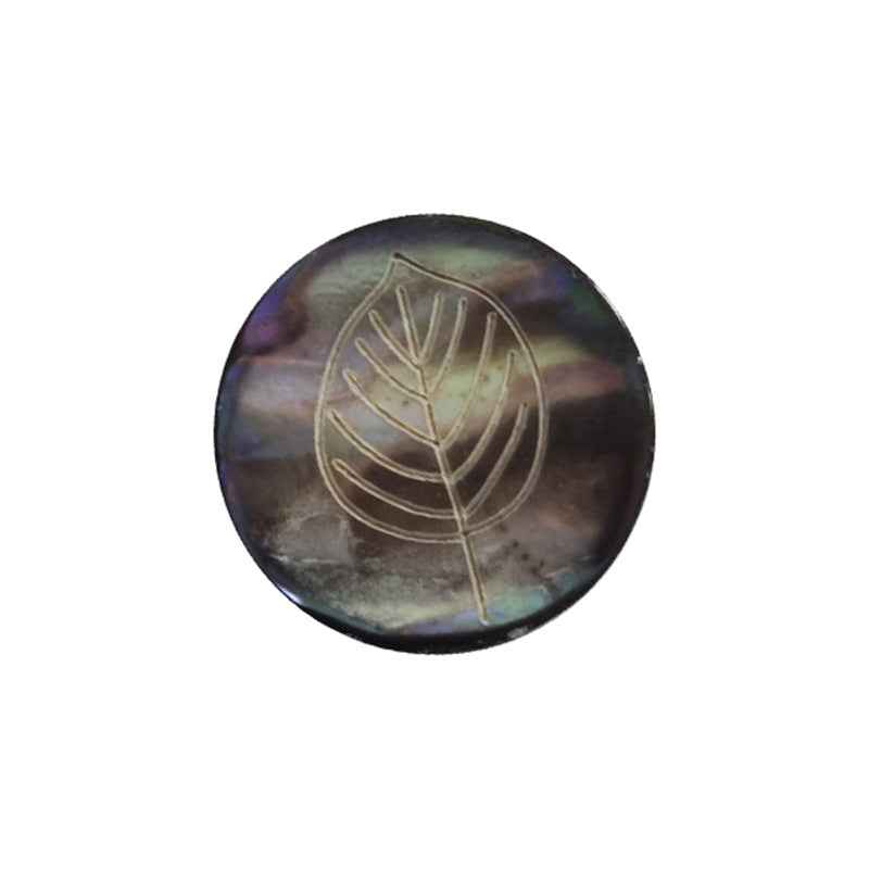 20L Flat Leaf-Pattern Abalone Shell Buttons with Metal Shank 100 Pack