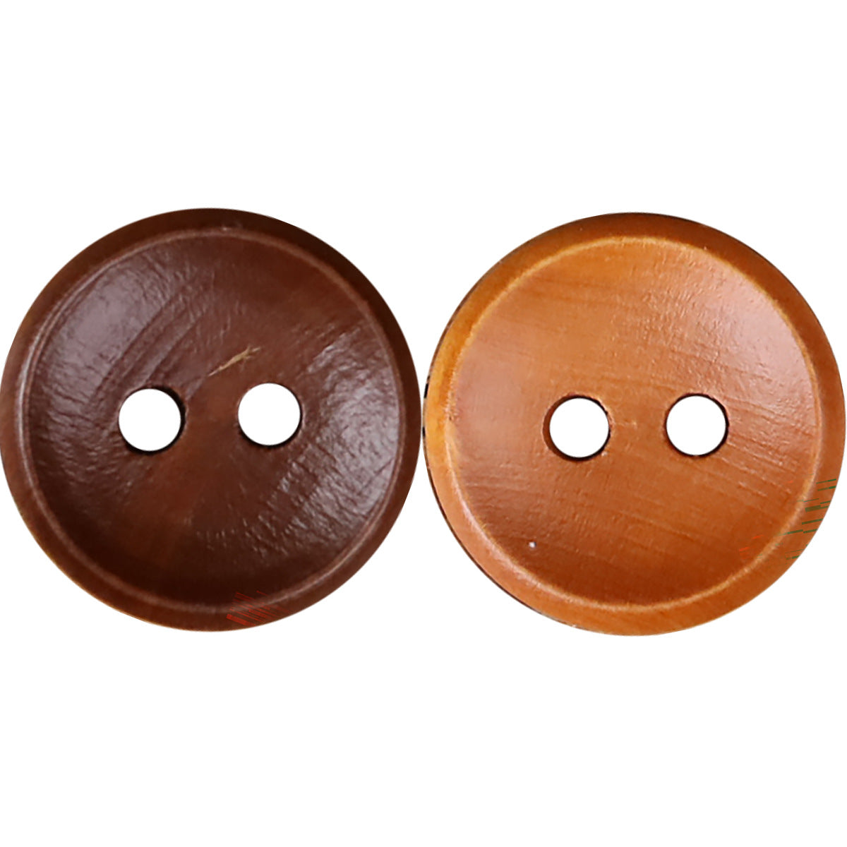 Brown Natural Wood Bowl-Shape 2-Hole Buttons – Set of 30