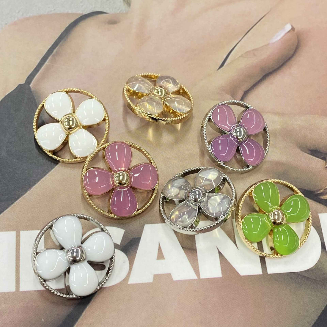 18/20/23mm Round Clover Ring Metal Shank Buttons for Clothing 10pcs