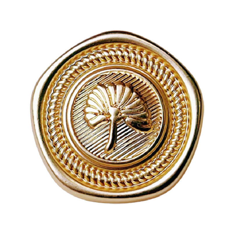 18/23mm Pentagon Vintage Apricot Leaf Metal Button 20st