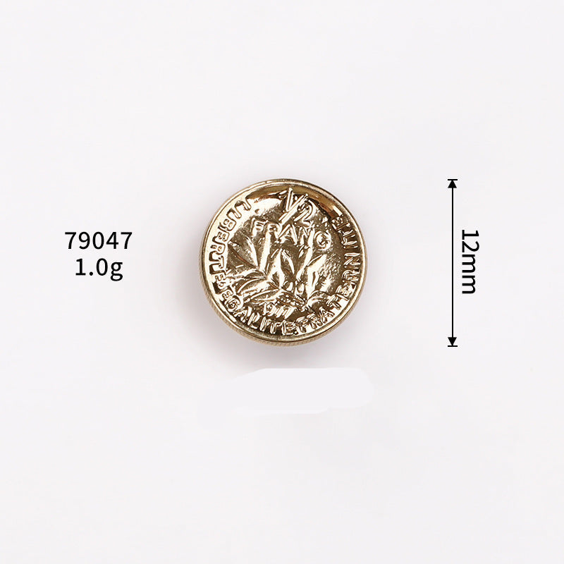Gold Coin Style Metal Shank Buttons 12mm Set of 20